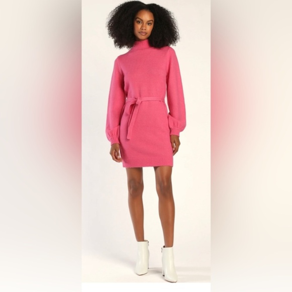Lulu's Pink Sweater Dress Sz S